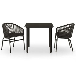 vidaXL Patio Dining Set Outdoor Dining Set Table and Chair Set for Garden - Black 3 Piece 31.5" Table Length - 1 of 4