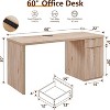 SinCiDo Modern 60" Executive Desk, Wood Home Office Desk with Drawer & Cabinet, Fluted Computer Writing Desk for Living Room, Bedroom - 2 of 4