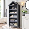Bookshelf with Adjustable Shelves, 75.9" Tall Wide Bookshelf with Storage, 5 Tiers Open Shelves Bookcase with Triangular Top, Dark Grey - 4 of 4