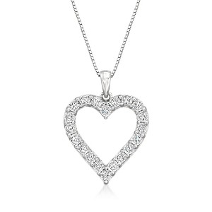 Ross-Simons 0.50 ct. t.w. Diamond Open-Space Heart Pendant Necklace in Sterling Silver - 1 of 3