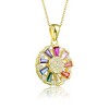 Guili Sterling Silver with Gold Plated Round and Multy Color Baguette Cubic Zirconia Wreath Pendant Necklace - 2 of 4