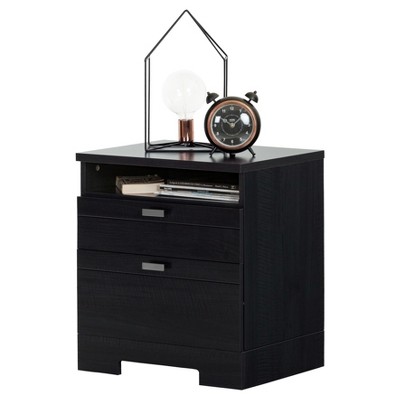 Black Onyx 2-Drawer Nightstand with Open Shelf
