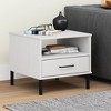 vidaXL Bedside Table Bedroom Nightstand with Metal Legs Solid Wood Pine OSLO - 2 of 4
