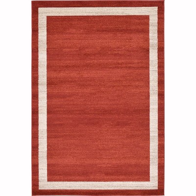 Terracotta and Ivory Tufted Synthetic 6' x 9' Area Rug