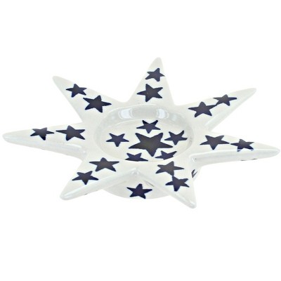 Blue Rose Polish Pottery Starry Night Star Candleholder