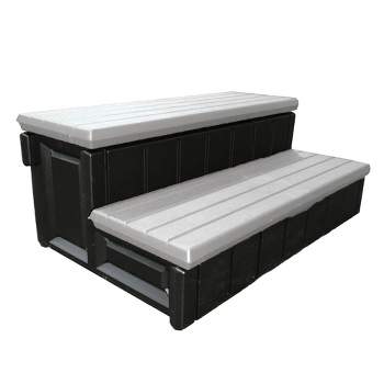 Confer Plastics Leisure Accents Durable Multi-Functional Outdoor Spa and Hot Tub Storage Step with Removable Compartment, Gray