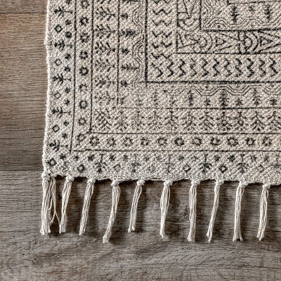 Ivory Cotton Flat Woven Trellis 4' x 6' Area Rug