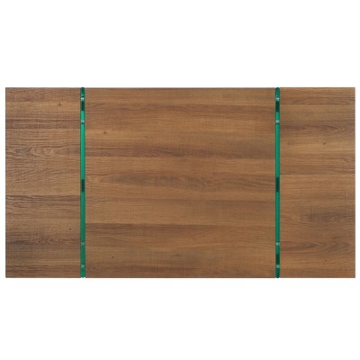 Jacob Natural Brown Wood and Clear Glass Rectangular Coffee Table
