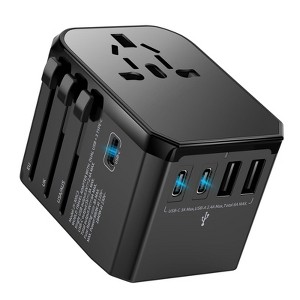 Itopfox Universal Travel Adapter with 3 USB C & 2 USB A Ports - Worldwide All-in-One Plug for US UK EU AUS - Compact & Safe for Global Travel - 1 of 4