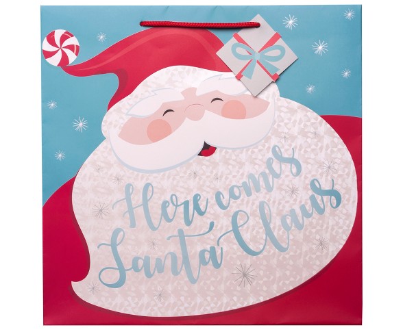Here Comes Santa Clause Christmas Gift Bag Blue/Red - Wondershop&#153;