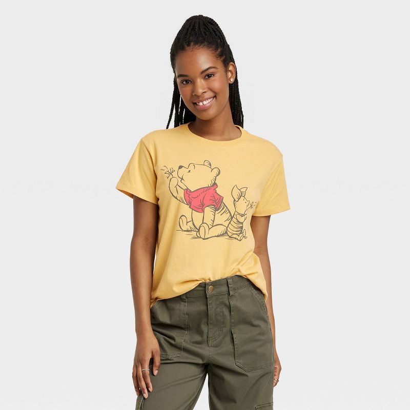 Women&#39;s Winnie the Pooh and Piglet Graphic T-Shirt - Yellow, 1 of 7
