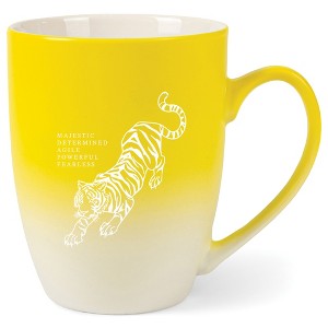 Elanze Designs 12 Ounce Ceramic Decorative Laser Engraved Giftable Novelty Tea Coffee Cup Mug Yellow and White Tiger Majestic Determined Agile - 1 of 4