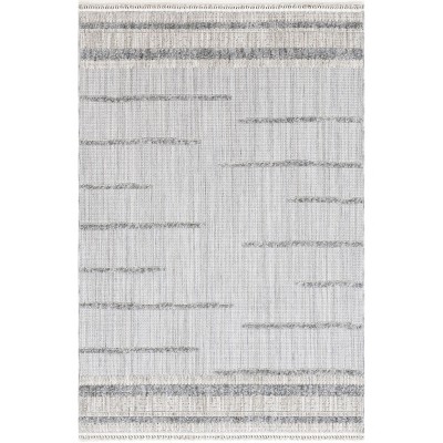 Nuloom Roselia Striped 5x8 Indoor Area Rug for Living Room Bedroom Dining Room Kitchen, Light Grey/Ivory