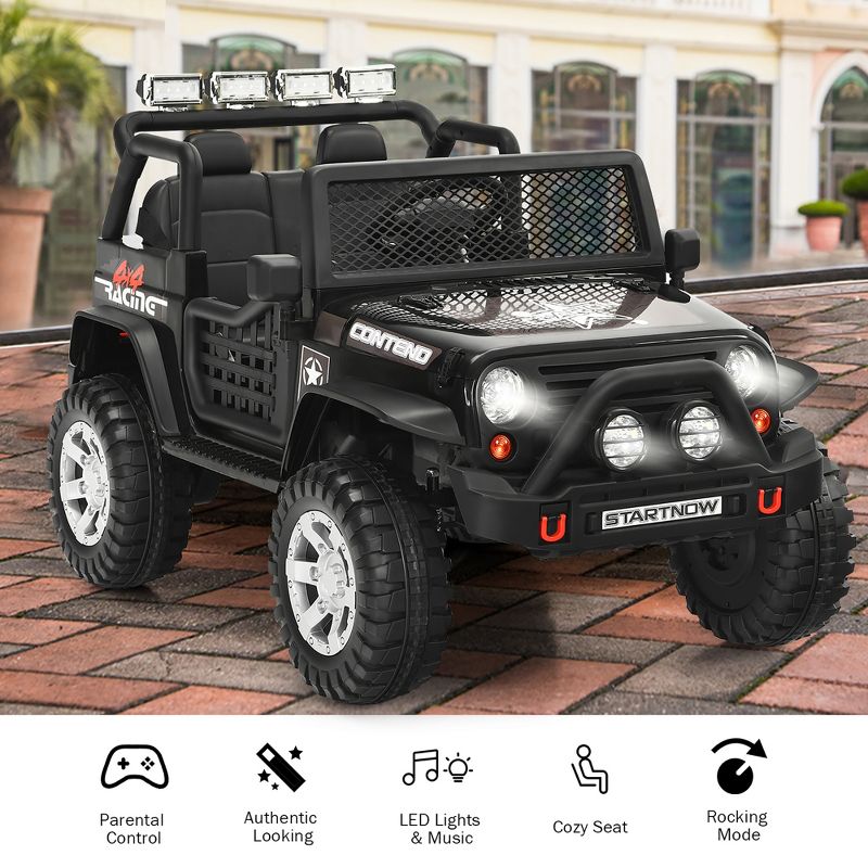 Costway 12V Kids Ride On Truck Remote Control Electric Car with Lights&Music White\Black\Pink\Red, 4 of 11