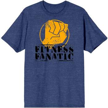 Gym Culture Yellow Fist "Fitness Fanatic" Unisex Adult's Navy Heather Graphic Tee