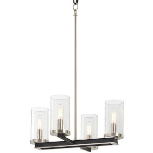 Minka Lavery Coal Nickel Pendant Chandelier 18" Wide Modern Clear Seeded Glass Shade 4-Light Fixture for Dining Room House Foyer - 1 of 2