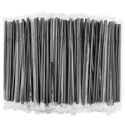 Stockroom Plus 500 Bulk Pack Bendy Drinking Straws, Disposable Plastic Straw Individually Wrapped, Black, 7.75 In