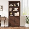 5-tier Bookcase with 2 Doors and 1 Drawer, Modern Pantry Cabinet with Adjustable Shelves, Wooden Storage Cabinet for Living Room, Study, Home Office - 4 of 4