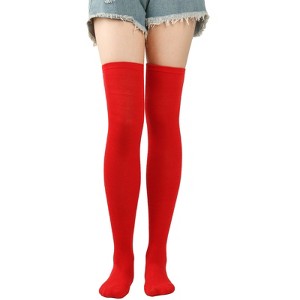 Clotth Women's Christmas Knee-High Socks - Cute Red Striped Over-the-Knee Socks, European and American Style Christmas Socks - 1 of 4