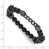 Chisel Stainless Steel Antiqued White Bronze-plated Lions Heads and Crowns 8mm Agate Beaded Stretch Bracelet 7.5" - 3 of 4