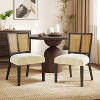 Christopher Knight Home Set of 2 Genesis Rubberwood Upholstered Dining Chairs with Cane Webbing Beige/Dark Brown - 2 of 4