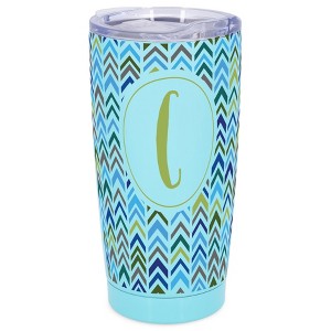 Elanze Designs C Monogram Herringbone Arrows Wrap-Around Design 20 Ounce Stainless Steel On-The-Go Coffee Mug, Thermal Travel Tumbler with Leak - 1 of 4