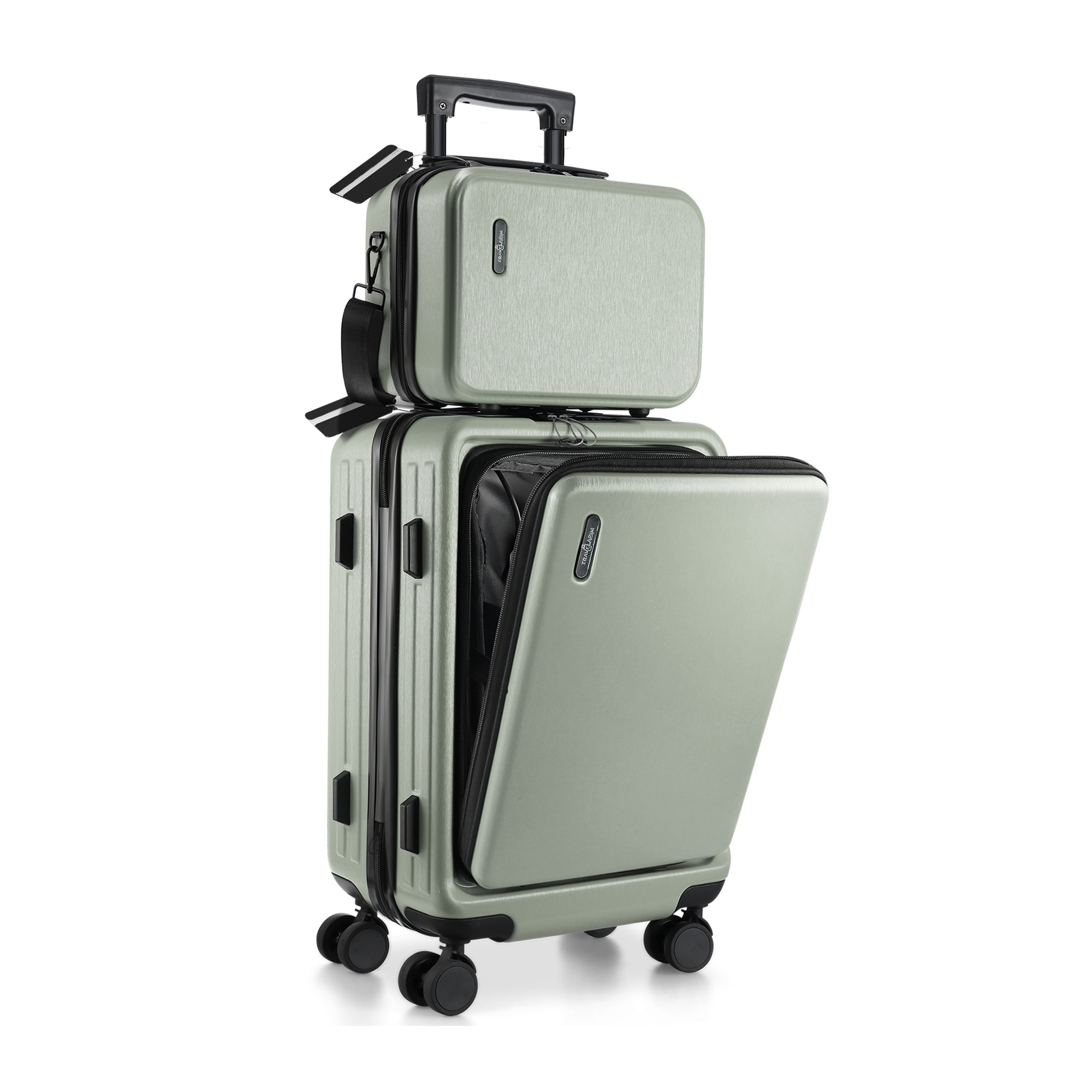 TravelArim Carry On Luggage, Airline Approved Carry On Suitcase with Wheels, 20" Hard-shell Durable Luggage, Sage Green Suitcase with Cosmetic Case