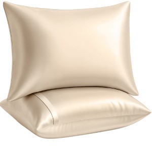 BLISSFORD Satin Pillowcase with Zipper, Satin Pillow Cases 2 Pack, Silk Pillow Cover - 1 of 4