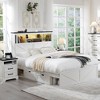 SinCiDo Farmhouse Full Size Bed Frame, w/52" Tall Storage Bookcase Headboard，Charging Station&LED Light, Drawers, No Box Spring Needed, Noiseless - 3 of 4