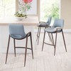 Zuo Modern Desi Counter Stool, Set Of 2, 35.6 Inch High Azure Gray Faux Leather Seat With Walnut Finish Steel Frame - 3 of 4