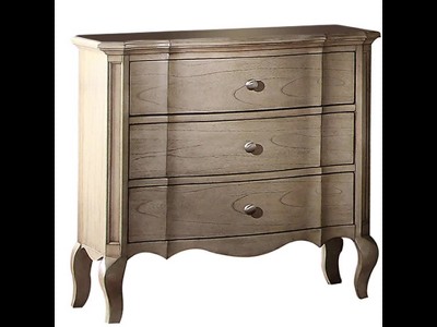 Antique Taupe 3-Drawer Nightstand with Cabriole Legs