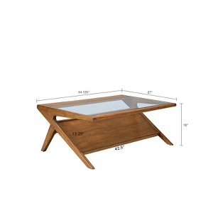 VYNXARIA Pecan Finish Rocket Coffee Table with Tempered Glass Top - 1 of 4
