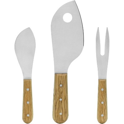 Sagaform Oval Oak Stainless Steel and Oak 3 Piece Cheese Serving Set