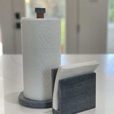 Lexi Home Marble Counter Paper Towel Holder - Mount Grey : Target