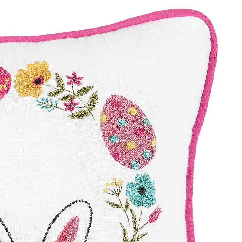 C&F Home 10" x 10" Bunny Egg Wreath Spring Embroidered Throw Pillow, 3 of 5