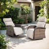 Belord Outdoor Swivel Recliner Chairs Set of 2, Brown Wicker Recliner Patio Swivel Chair with Adjustable Reclining Back and Lifting Footrest - 2 of 4