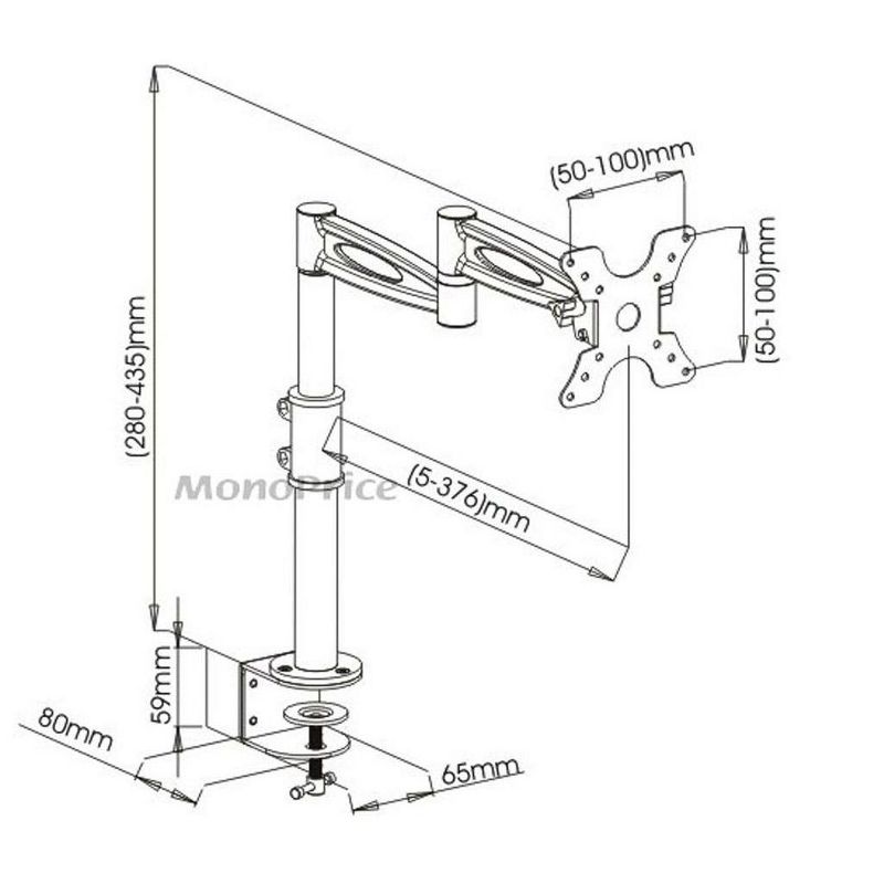Monoprice 3-Way Adjustable Tilting Desk Mount Bracket - Black For 13 - 30 Inch Monitors | Up to 33 Pounds, 2 of 3