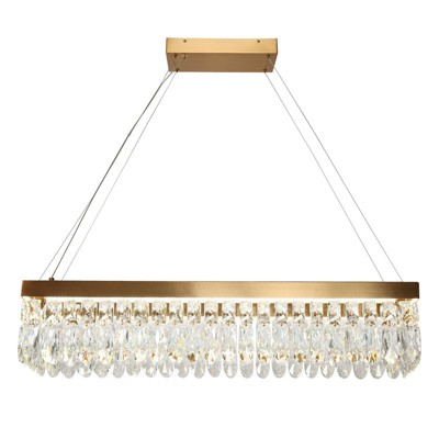 LNC Musesonce 1-Lights 36.2" Luxury and Glam Rectangle Integrated LED Crystal Chandelier, Gold