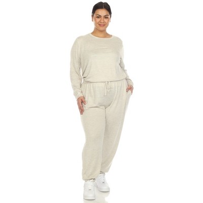 Women's Plus Size 2 Piece Lounge Set - White Mark