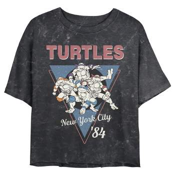 Juniors Womens Teenage Mutant Ninja Turtles Distressed Group Triangle T-Shirt