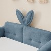 INFURNIC Beds Twin Size Upholstered Platform Bed with Cute Rabbit Ear Headboard and Safety Rail, Blue, 80"*45"*20.5" - 4 of 4