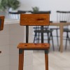 Merrick Lane Bar Height Dining Stools with Steel Supports and Footrest in Walnut Brown - Set Of 2 - 2 of 4