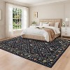 Acekool Grey Floral Washable Area Rug, Non-Slip Low Pile Carpet for Living Room, Bedroom, Dining Room, Indoor Foldable Soft Mat - 2 of 4