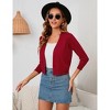 Clearlove Women's 3/4 Sleeve Open Front Cropped Cardigan Sweater Lightweight Knit Short Shrugs - 4 of 4