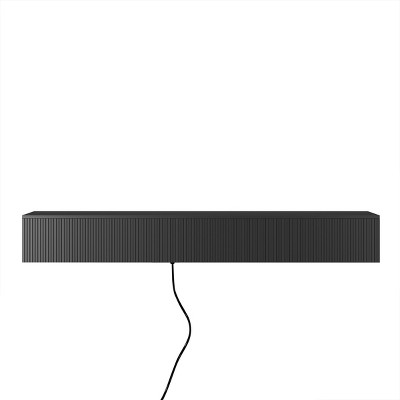 GlasFlength TV Stands and Consoles Floating TV Stand Wall Mounted Modern TV Stand Floating TV Cabinet For Living Room, Black, 74.8"*17.52"*5.51"