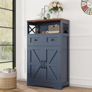 Farmhouse Storage Cabinet with Drawers and Adjustable Shelves, Freestanding Kitchen Pantry Storage Cabinet - 1 of 4