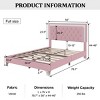 1pc Bed Frame Upholstered Velvet Platform with LED Headboard, No Box Spring Needed, Modern Design for Bedroom - Baofuwish - 4 of 4