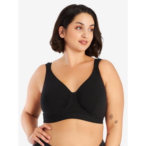 Leading Lady The Evie - All-Day Cotton Comfort Bra in Black, Size: 56CDDD