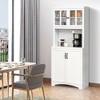 Kitchen Hutch, 70" Pantry Cabinet with Glass Framed Door, Storage Cabinet with Adjustable Shelves and Microwave Space for Dining Room - 4 of 4