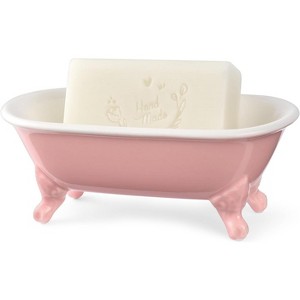 Aoibox Ceramic Mini Decorative Clawfoot Bathtub Bar Soap Dish, Kitchen Sponge Holder and Shower Tray for Bathroom, 1 Pack - 1 of 4